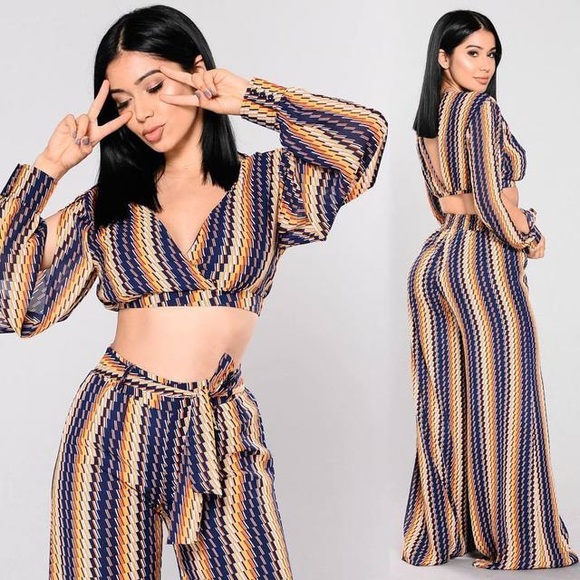 BRAND NEW 🔥 FASHION NOVA ISLAND IN THE SUN MATCHING SET (crop top and pants) - Picture 4 of 16